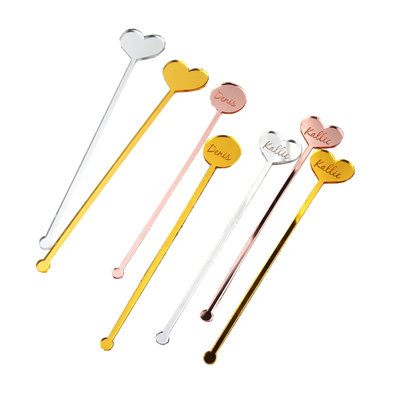Custom Plastic Clear Gold Drink Stir Acrylic Mirror Drink Stirrers Supplier