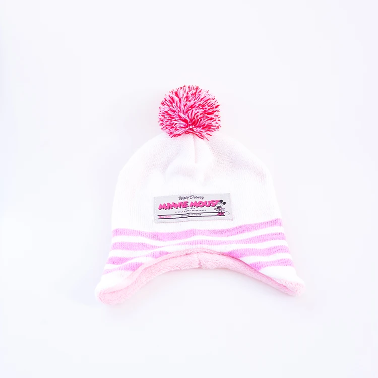 
2021 China manufacture wholesale baby girls hat winter warm hats with fur pom pom 
