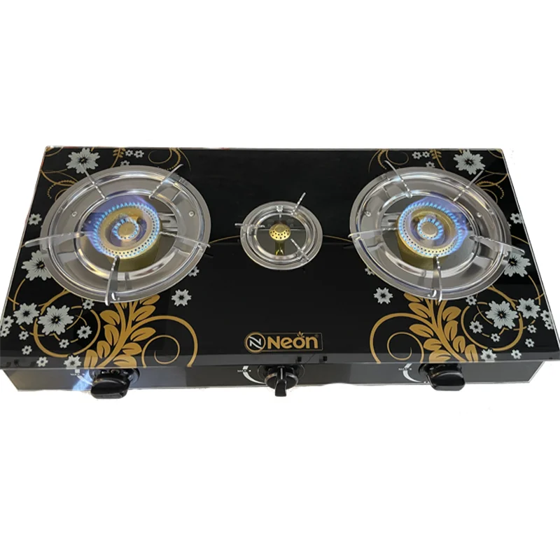 Bilateral fire fire glass 3-head stovetop type dedicated gas stove