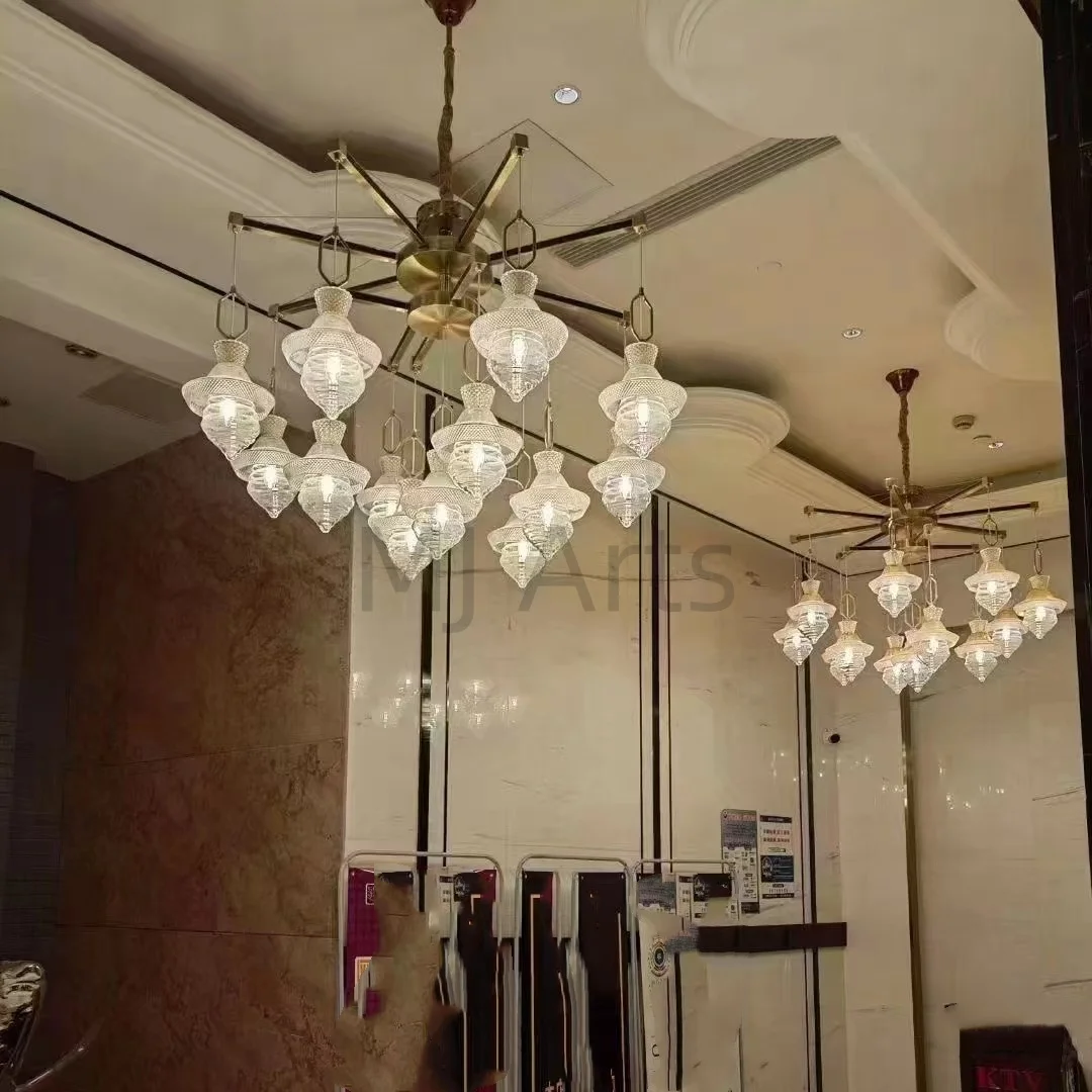 Business ktv lamp private room room aisle high-grade high-grade light luxury leather chandelier belt lamp combination chandelier