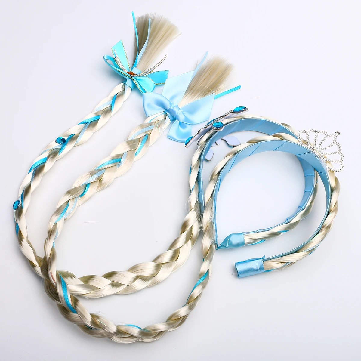 Colourful rainbow braided ponytail for kids ponytail hair extension for braiding fairy princess party festival wig hoop gift