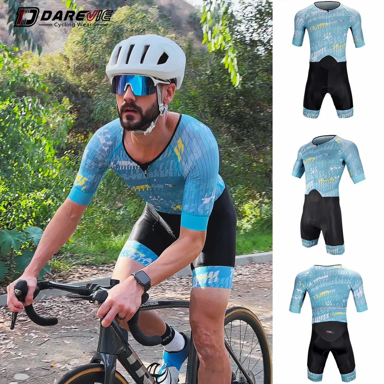 Darevie Custom Breathable Durable Quick Dry Men Short Sleeve Triathlon Wear Tri Suit Manufacturers Oem
