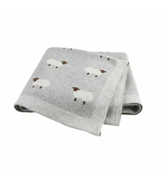 Wholesale cartoon animal baby blanket cotton newborn baby cable knit throw blanket