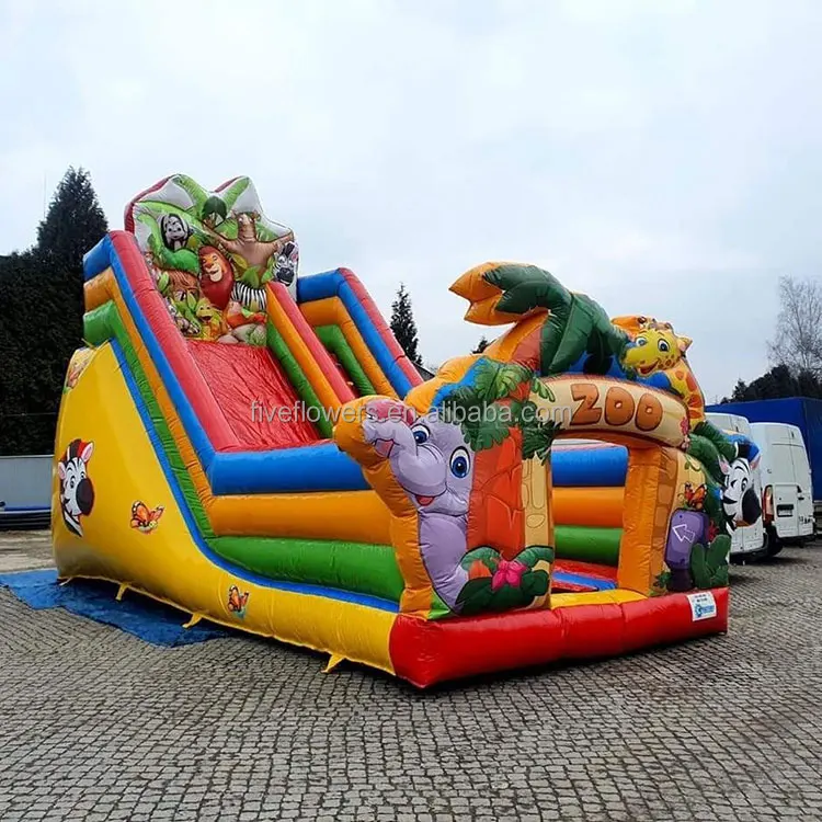 Customized inflatable water slip and slide zoo animals adult water slide inflatable bounce climb kids inflatable waterslide