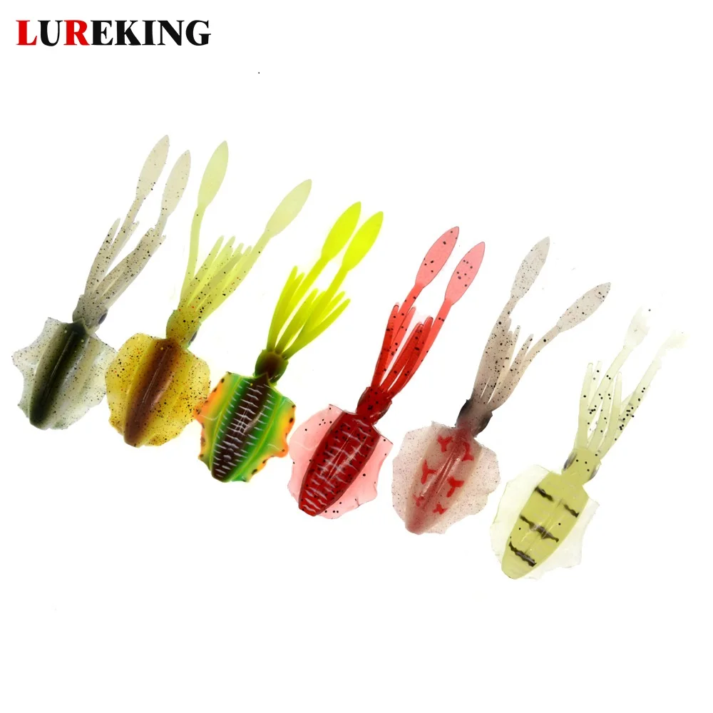 Lureking Wholesale 15g 15cm Deap Sea Squid Fishing Lure Luminous UV Octopus Silicone Rubber Jig Trolling Bait HX07A
