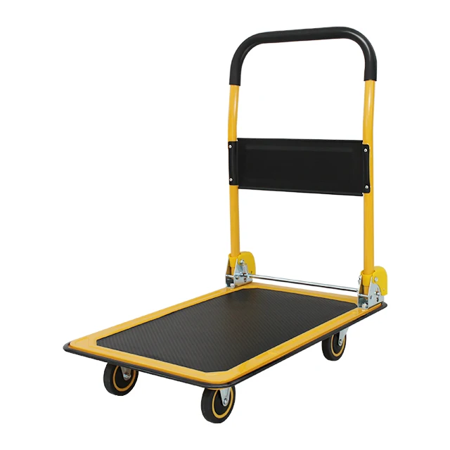 Factory Wholesale Platform Truck Foldable Industrial Material Handling Trolley with Silent Wheels