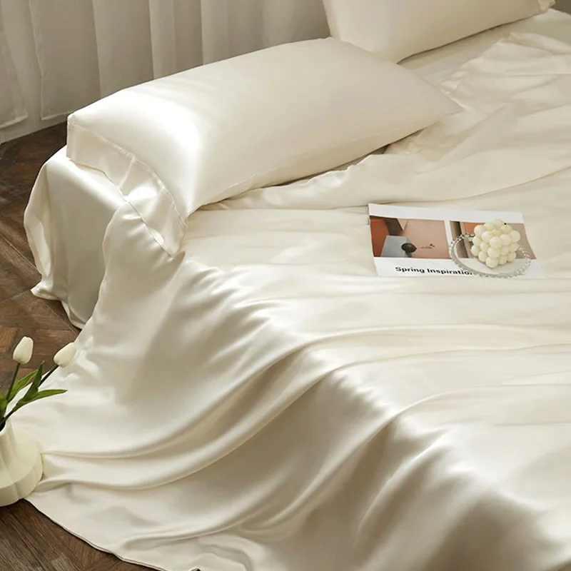 mulberry silk 100% silk bedding sets 19 mm high quality super soft luxury 4 pieces including 1 duvet cover 1 flat sheet 4 pillow