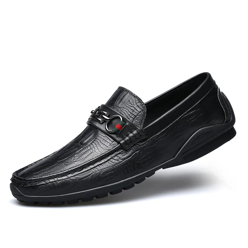 New Style Designer Soft Rubber Sole Male Slip on Casual Driving Genuine Leather Loafers Boat Dress Shoes for Men
