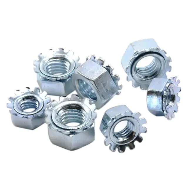 customized 1/4 inch 10mm m3 m4 m8 m6 galvanzized Carbon Steel k-lock Plain stainless steel round hex K lock nut K-nut Knuts Nuts