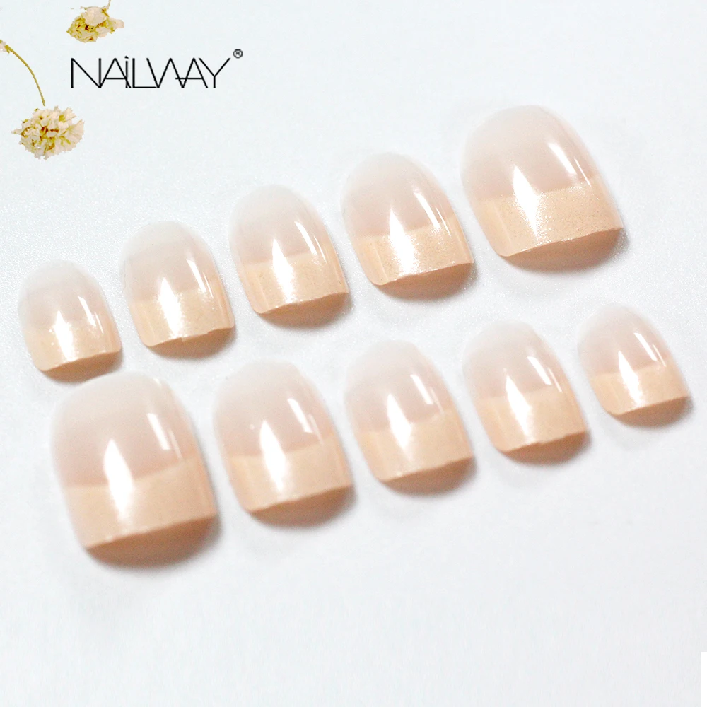 Wholesale Short Pink French False Nail Artificial French Fake Nails Online Faux Ongles Full Cover Press On Nails Vendors