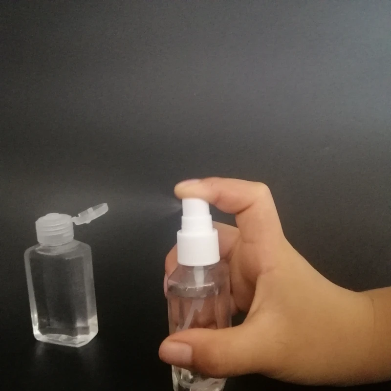 
60ml plastic pet hand sanitizer bottle with flip top cap, 2OZ flat octagon lotion bottle with cap 