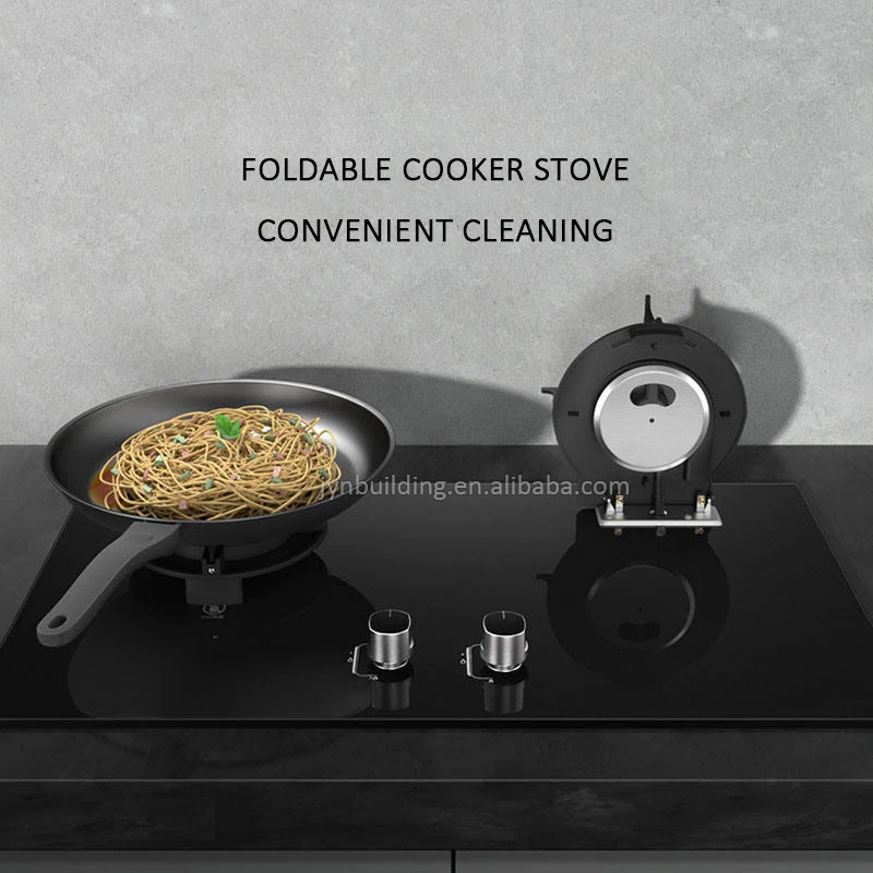 Household Nine burners 5.2KW folding NG IPG stove Timing function embedded flip dual cooker kitchen stove
