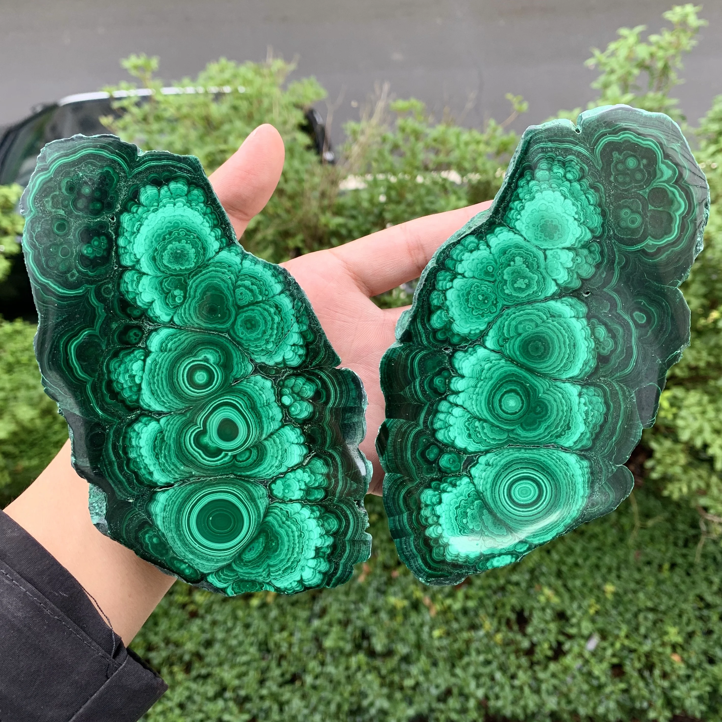 Wholesale Natural Healing Stone Malachite Pair Slabs Semi-precious Stone Slab for Decoration