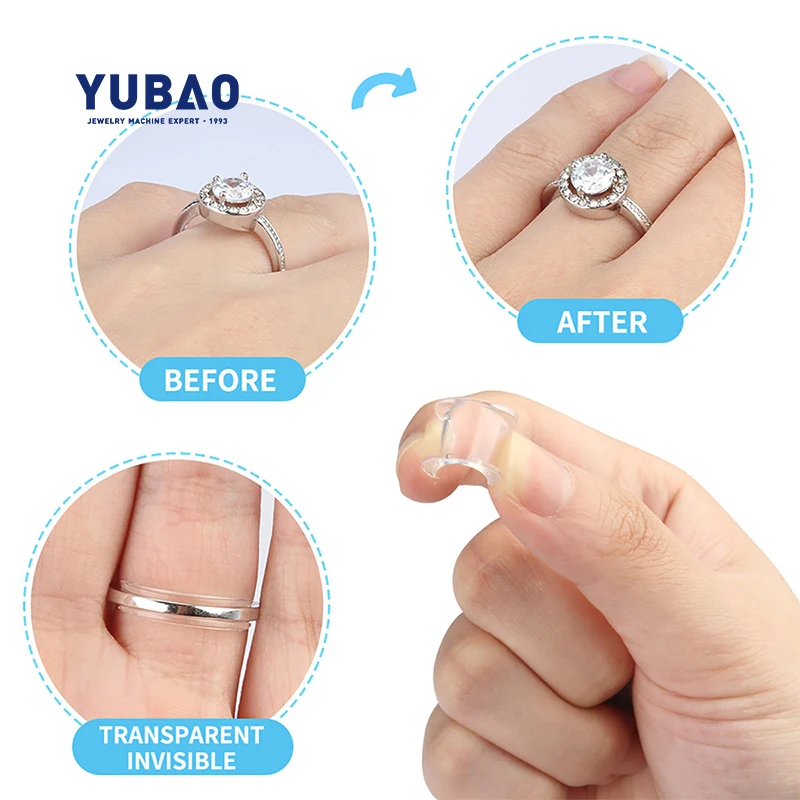 Ring Size Adjuster Tightener 8pcs/set Assorted Sizes Transparent Plastic Silicone Invisible Sizer for Loose Rings