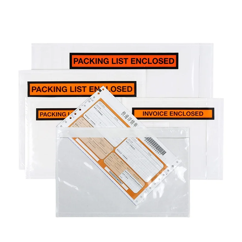 Customized Waterproof Shipping Label Envelopes Packing List Invoice Enclosed Slip Pouch