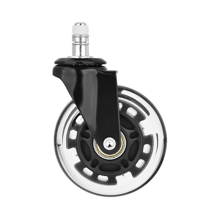 Universal 3 Inch Swivel Wheels Office Chair Caster Wheels PU Office Chair Furniture LED Caster with Brake Silent Lever