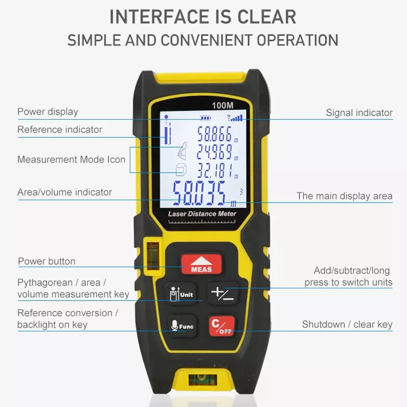 Laser Rangefinder Laser Distance Meter Measuring Device Digital Handheld Tools Module Range 40m 60M 80M 100M Range Finder