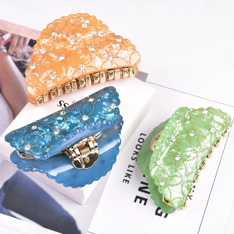 
New korean hair accessories women fancy acrylic rhinestone hair claw clips 