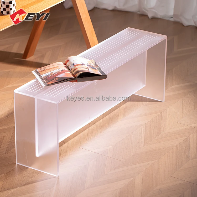 Simple creative shoe stool entry luxury acrylic long shoe bench chair plexiglass transparent bed end stool small table