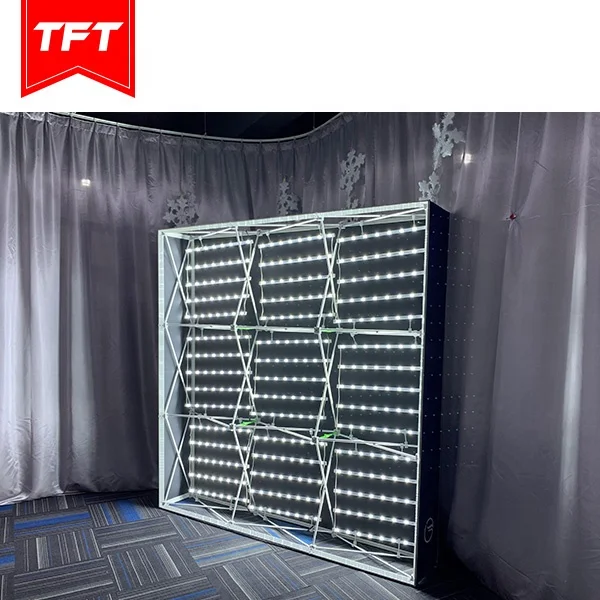 
Foldable Lightweight Portable Aluminum Curved Stretch Fabric Backlight Tradeshow Seg Pop Up Stand Banner 