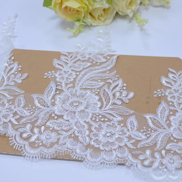 Hot sale bridal lace french beaded lace trim for garment