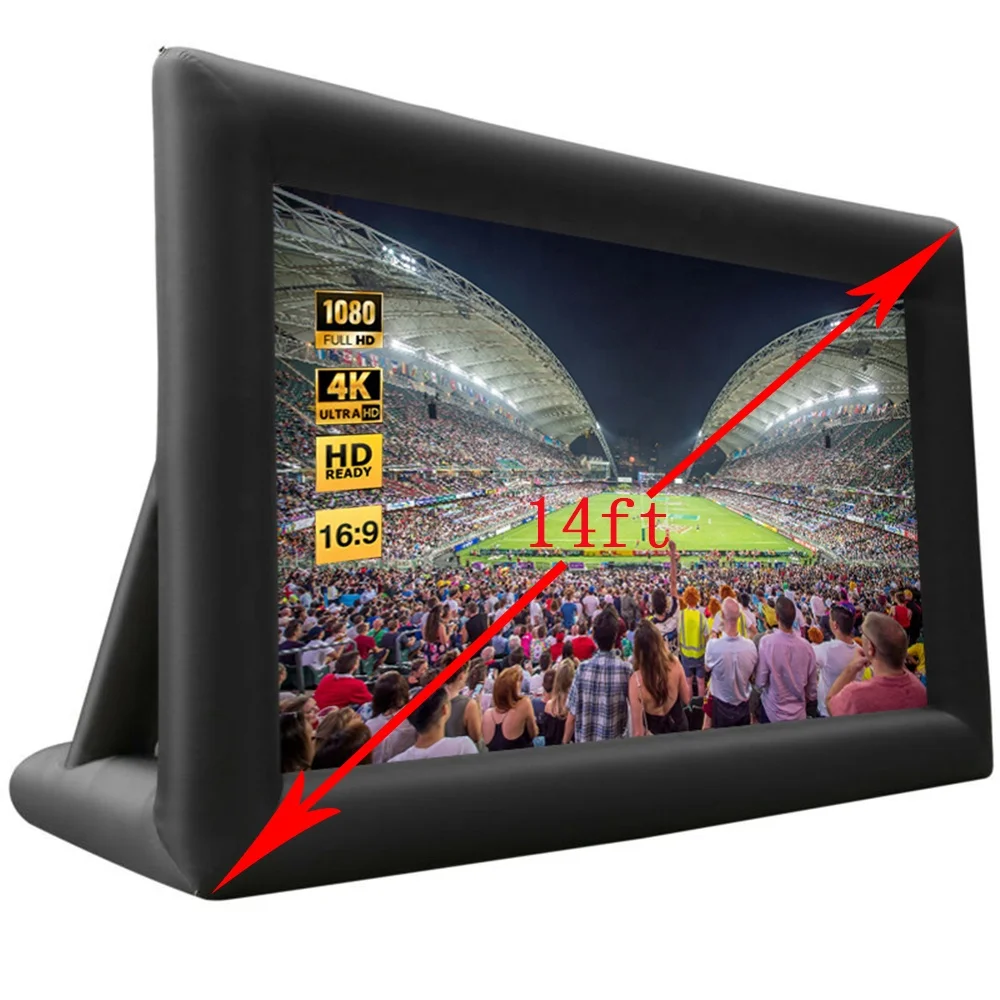 Надувной рекламный проекционный киноэкран коммерческого класса для наружного ТВ 16:9 14 футов