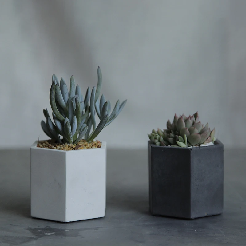 Simple Hexagonal Cement Flower Pot Wholesale Custom Home Decoration Succulent Plant Desktop Flower Pot Garden Balcony Vase