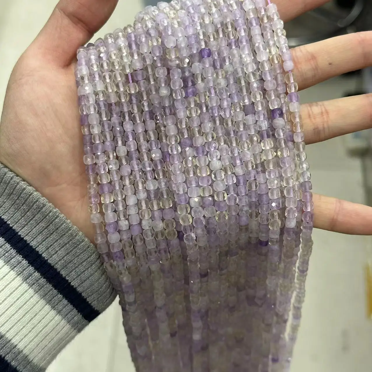 Natural Labradorite Faceted Square Beads 4X4mm Amethyst Morganite Amazonite Healing Gemstone Beads For Jewelry Making