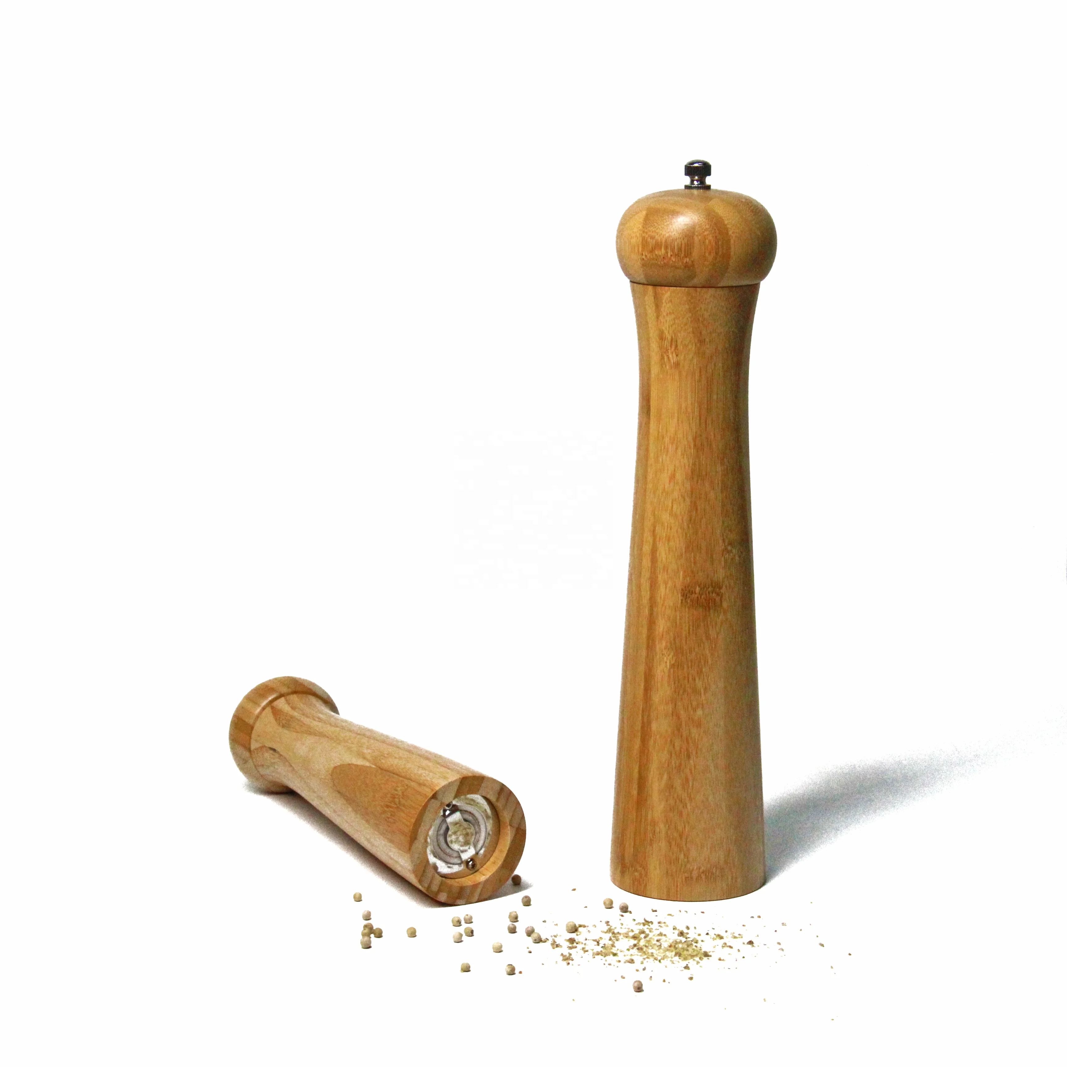 New Style Eco-friendly  Bamboo Pepper Mill Bottle Black Pepper Salt Grinder with Ceramic Mill  in Stock