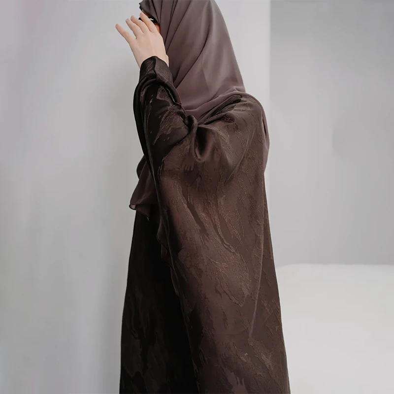 Premium jacquard loose abaya dress new design luxurious muslim butterfly open wrap cut abaya