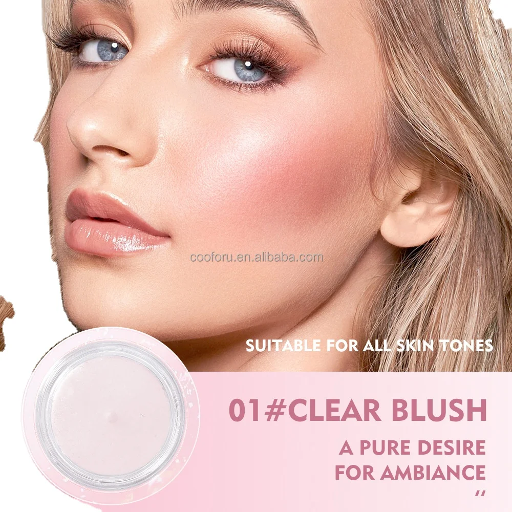 2 Colors Clear and Glitter Blush Custom Logo Makeup Make Up Cheek Creamy Cream Highlighter Blusher Blush Palette Private Label