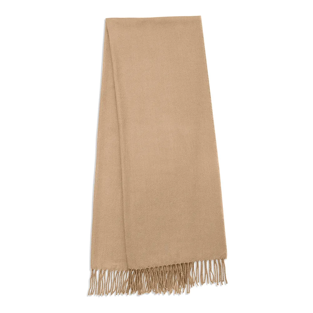 Embroidery Custom Winter Warm Feeling Pure Color Long Neck Gaiters Men Women Fashion Tassel Shawl Knitting Unisex