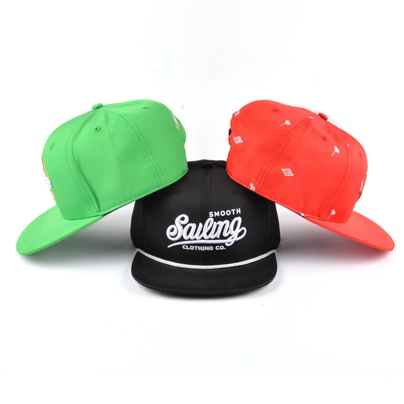 Wholesale New Fashion Embroidery Nylon Snapback Cap Rope Nylon Hat