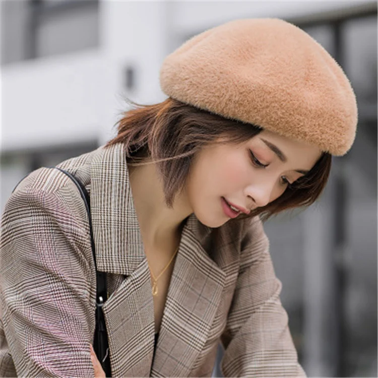 Лидер продаж 2019, индивидуальный высококачественный Женский Элегантный берет из меха норки, британская восьмиугольная шапка художника