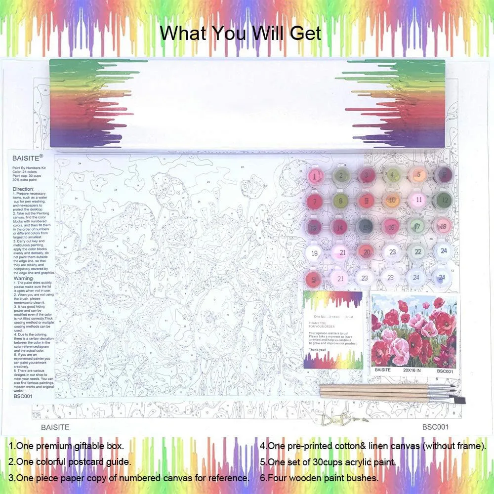 Flowers paint by numbers for adults  paints by number adults color painting by numbers art with brushes