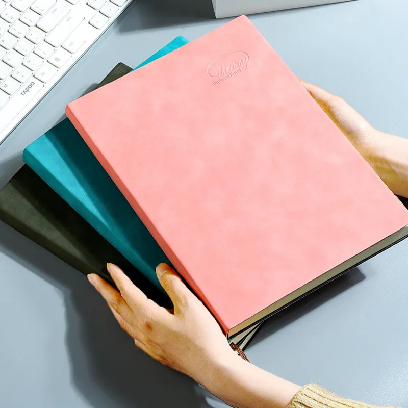 Custom Pink Black Brown Kraft Paper Cardboard Perfect Sew Binding Lay Flat Sketchbook Journal Blank Plain Soft Cover Notebook