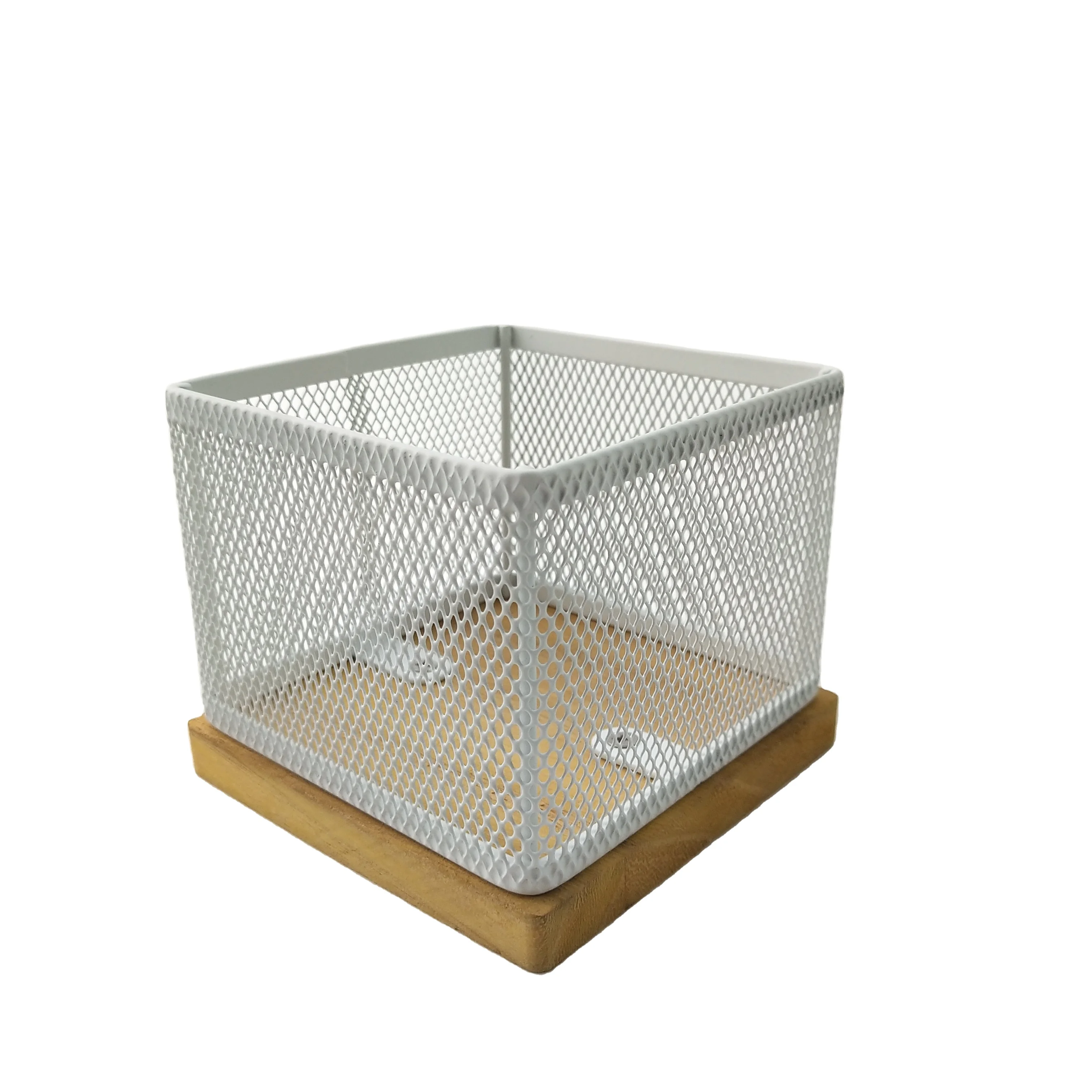 Современный простой офисный органайзер для дома и школы, настольный держатель для хранения с деревянной основой, металлический сетчатый держатель для заметок, держатель для липких заметок