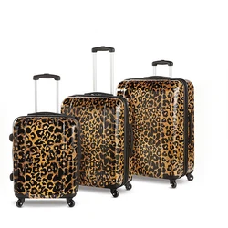 Customized luggage leopard print suitcase for sale
