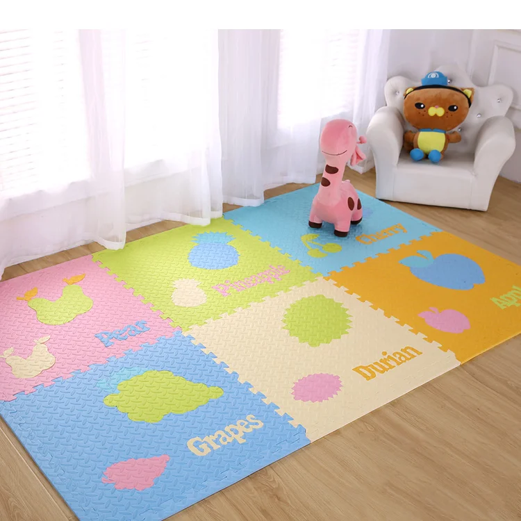 Fruit words vehicles learning  foam play mat non-toxic cartoon mother and baby products waterproof cushion mat