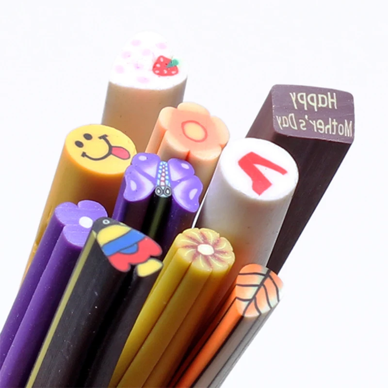 100Pcs/set Nail Art Decoration Cane fruit and flower Cutted canes Polymer clay Polymer clay strip Soft slice