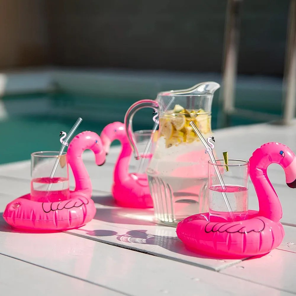 Reusable Creative Flamingos Glass Straw High Borosilicate for Milk and Juice Drinks