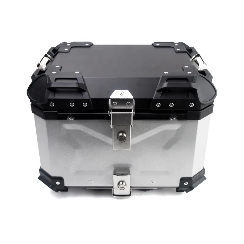 45L Aluminum Alloy Plate E-bike Motorcycle X Embossing Reactor Block Round Sliders Top Box Helmet Case Tool Box