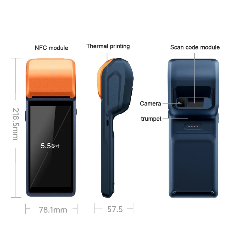 Portable Mini 4 Core WIFI NFC Android Terminal Cash Register Mobile Handheld Pos Machine System With Printer Payment