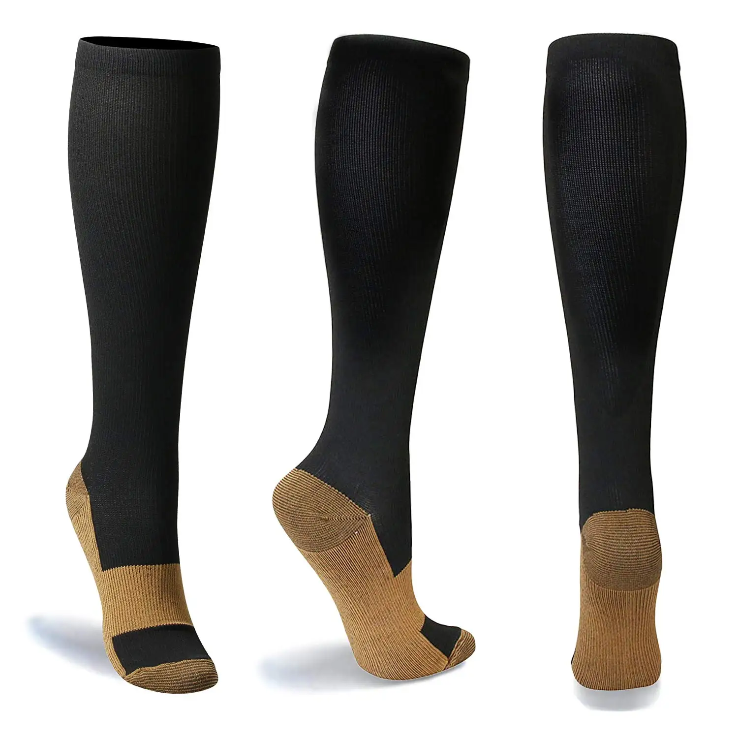 Copper Infused Anti Fatigue Knee High Socks 15-20mmhg Medical Sports Compression Stocking Socks