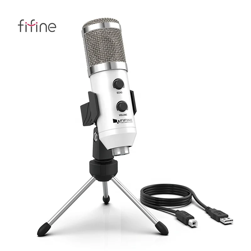 Fifine фабрика профессиональный USB конденсаторный настольный микрофон с штативом стойка запись потокового вещания микрофон для ноутбука