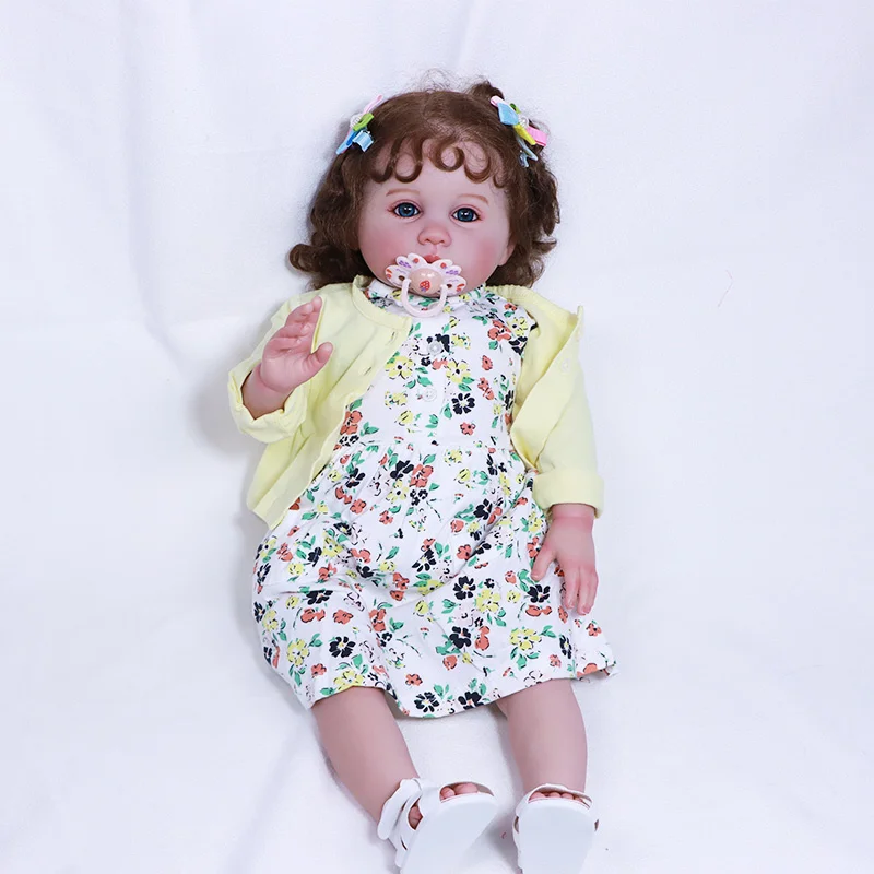 Wholesale 60cm Lifelike Painted Cute Reborn Baby Dolls Girl With a Curly Hair