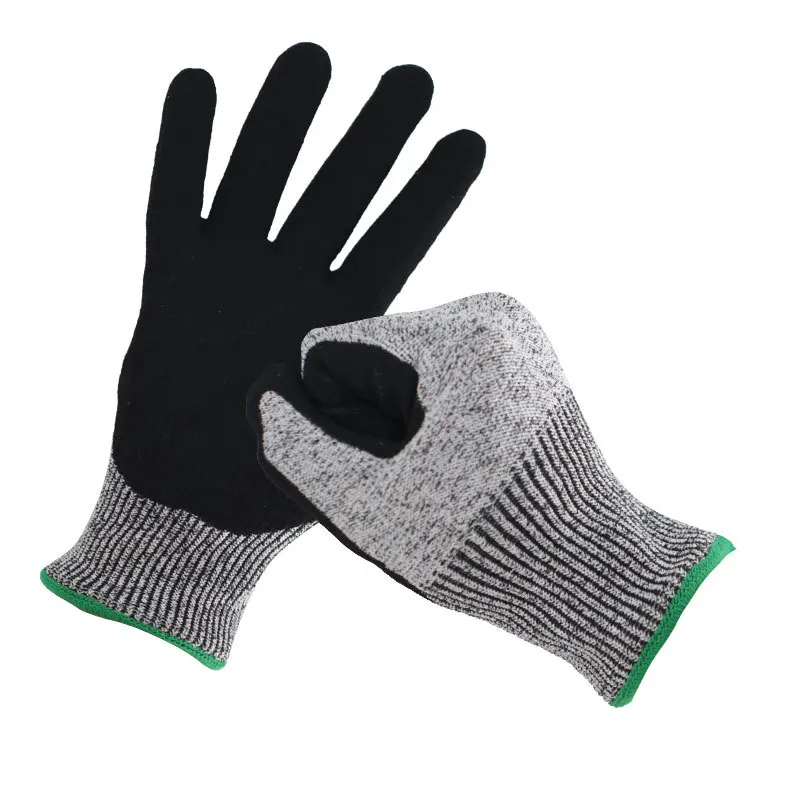 HPPE En388 Glass Protective Industry Cut Resistant Winter Gloves Anti-cut Level 5 Construction Latex Coated Safety Work Gloves