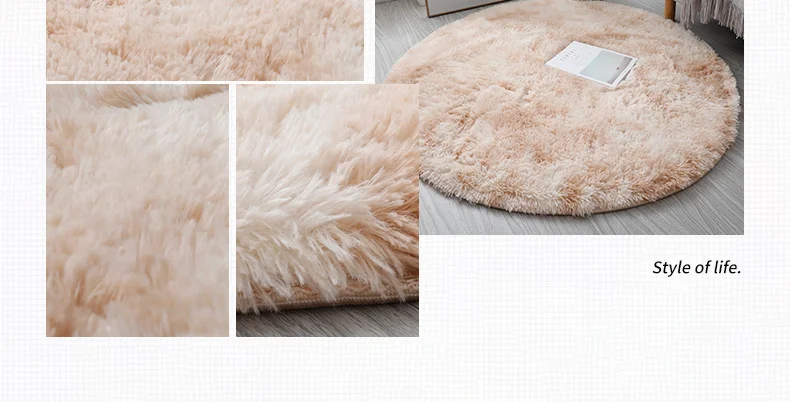 Shaggy Circle Office Carpets Round Living Room Carpet Floor Mat Plush Rug Wool Bedside Carpet