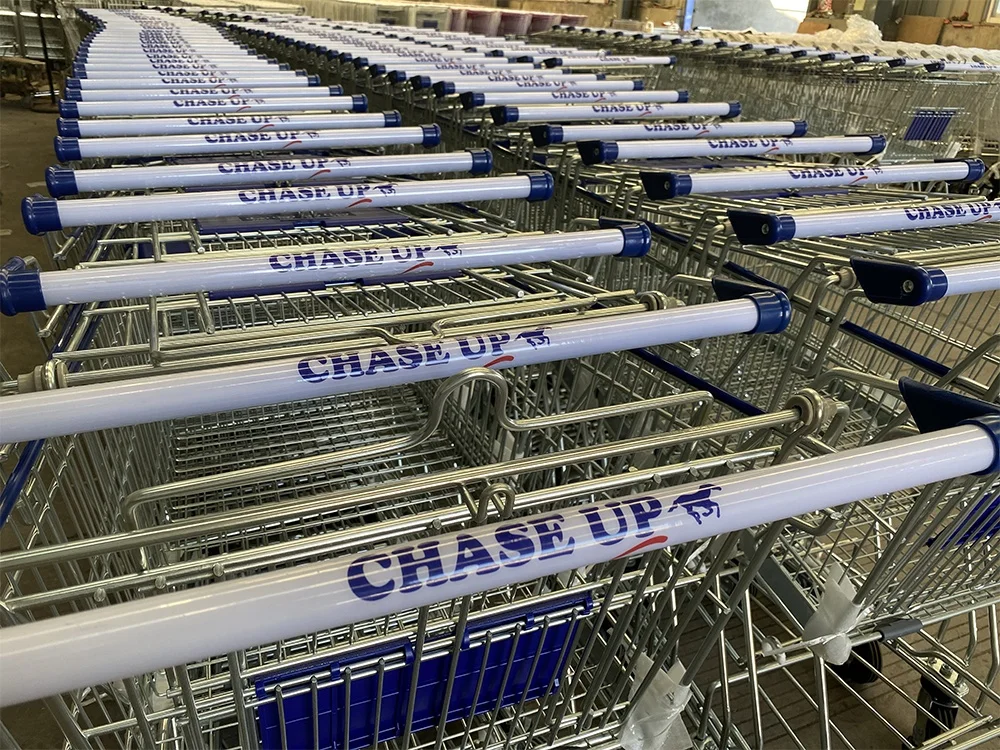 Best Price Steel Grocery Supermarket Shopping Trolley Cart With Customer Logo