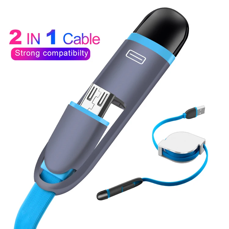SHANPIN 2IN1 Retractable cable 1M 3ft 2a self tractable usb cable l